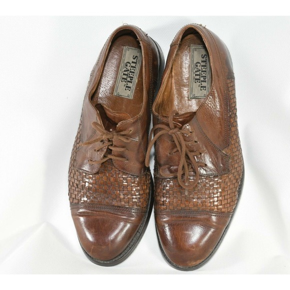 Steeple Gate Brown Hand Woven Loafer Shoes (Size E41-US 8) Italy